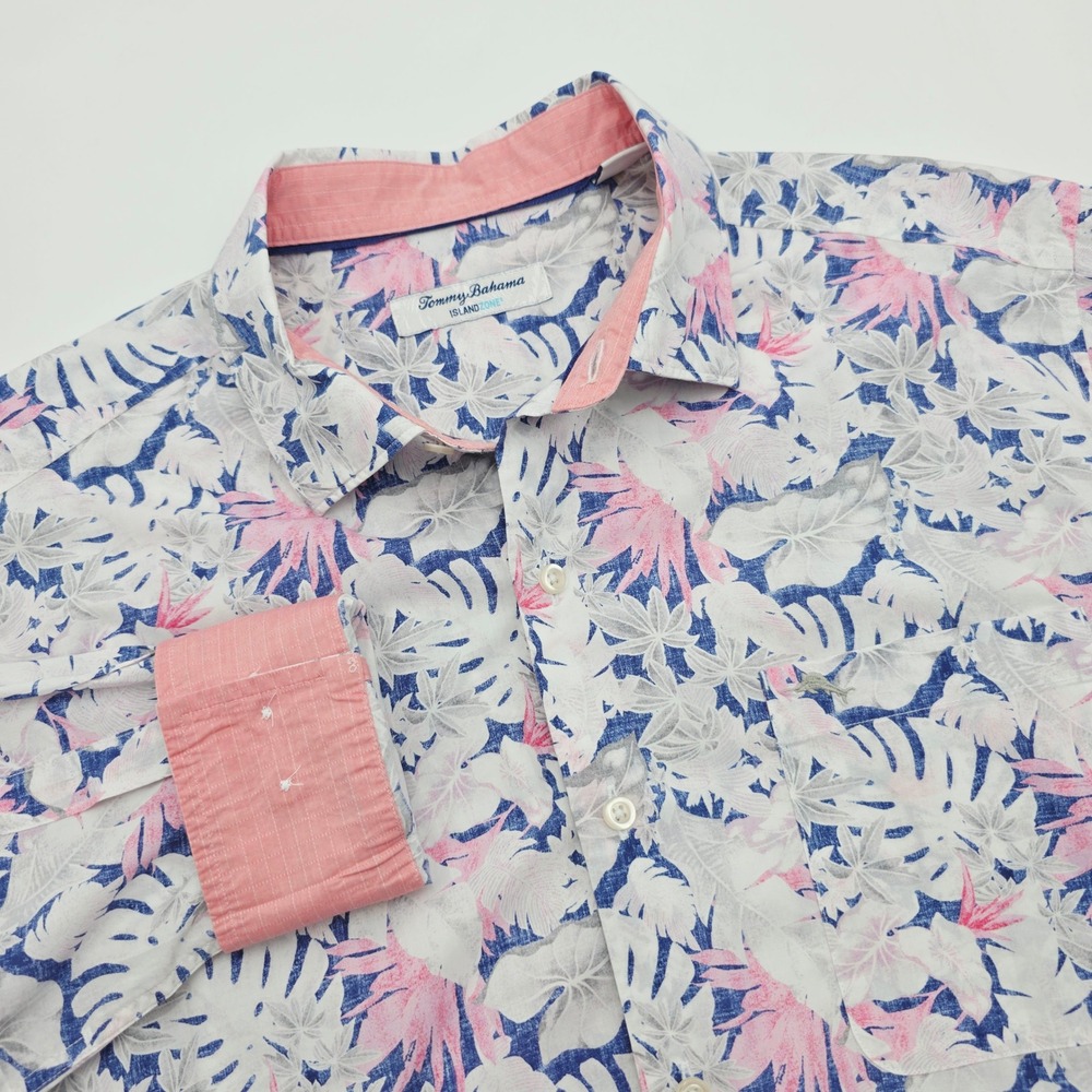 Tommy Bahama IslandZone Mens Large Floral Tropical Long Sleeve Button Down Shirt